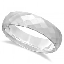 Modern Diamond Carved Wedding Ring 14k White Gold (6mm)
