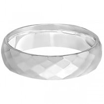 Modern Diamond Carved Wedding Ring 14k White Gold (6mm)