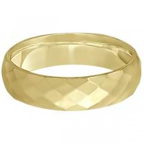 Modern Diamond Carved Wedding Ring 14k Yellow Gold (6mm)