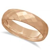 Modern Diamond Carved Wedding Ring 18k Rose Gold (6mm)