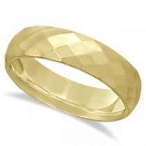 Modern Diamond Carved Wedding Ring 18k Yellow Gold (6mm)