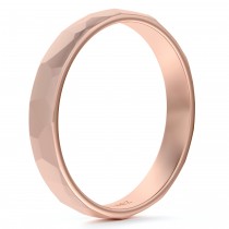 Carved Hammered Finish Wedding Ring Band 14k Rose Gold (3mm)