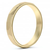 Carved Hammered Finish Wedding Ring Band 14k Yellow Gold (3mm)