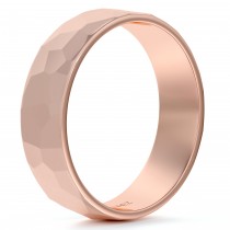 Men's Hammered Finished Carved Band Wedding Ring 14k Rose Gold (5mm)