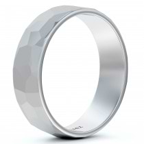 Men's Hammered Finished Carved Band Wedding Ring Palladium (5mm)