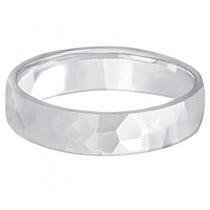 Men's Hammered Finished Carved Band Wedding Ring Platinum (5mm)