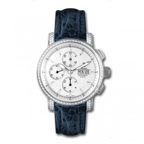 Allurez Diamond & Blue Crocodile Skin Chronograph Timepiece (1.10ct)