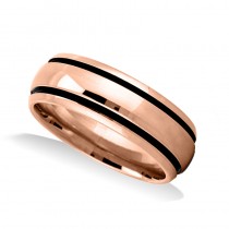 Highly Polished Channel Men's Wedding Band Ring 14K Rose Gold