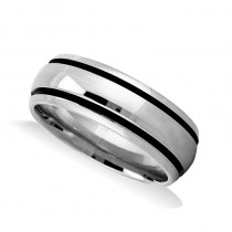 Highly Polished Channel Men's Wedding Band Ring 14K White Gold