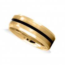 Men's Beveled Edge Satin Wedding Band Ring 14K Yellow Gold