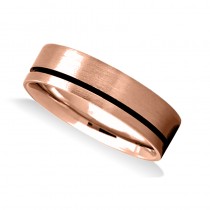 Polished & Burnished Men's Wedding Band Ring 14K Rose Gold