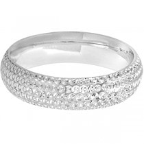 Fancy Carved Contemporary Designer Wedding Ring 18k White Gold (5mm)