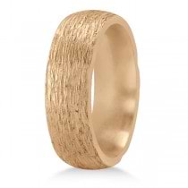 Hand Made Textured Wedding Band in 18k Yellow Gold with Satin Finish