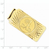 Number One Dad Money Clip Plain Metal 14k Yellow Gold