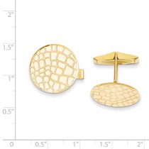 Pebble Design Cuff Links Plain Metal 14k Yellow Gold