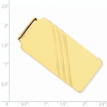 Engraved Striped Design Money Clip Plain Metal 14k Yellow Gold