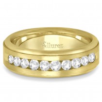 Men's Channel Set Diamond Ring Wedding Band 18kt Yellow Gold (1/4ct)