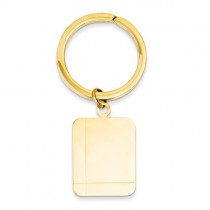 Rectangle Disc Key Ring Plain Metal 14k Yellow Gold