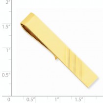 Engraved Striped Design Tie Bar Clip Plain Metal 14k Yellow Gold