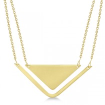 Adjustable Triangle Pendant Layered Necklace 14k Yellow Gold