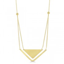 Adjustable Triangle Pendant Layered Necklace 14k Yellow Gold