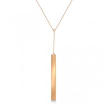 Dangling Y Neck Bar Necklace Pendant 14k Rose Gold