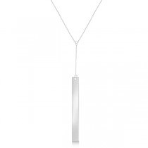 Dangling Y Neck Bar Necklace Pendant 14k White Gold