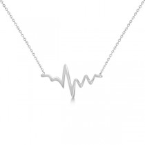Adjustable Heartbeat Pendant Necklace in 14k White Gold