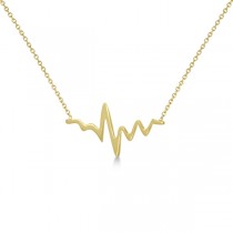 Adjustable Heartbeat Pendant Necklace in 14k Yellow Gold