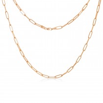 Flat Wire Long Paperclip Link Forzentina Chain Necklace Rose Vermeil