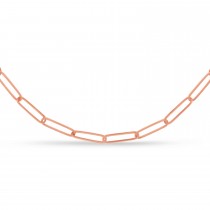 Handmade Elongated Paperclip Link Chain Necklace 14k Rose Gold