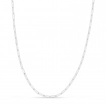 Handmade Elongated Paperclip Link Chain Necklace 14k White Gold