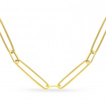 Paperclip Chain Necklace With Lobster Lock 14k Yellow Gold