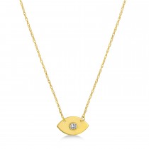 Diamond Evil Eye Pendant Necklace 14k Yellow Gold (0.03ct)