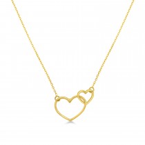 Interwoven Open Hearts Pendant Necklace 14k Yellow Gold