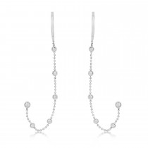 Beaded Dangling Earrings With Cuff 14k White Gold