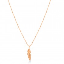 Feather Charm Pendant Necklace 14k Rose Gold