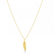 Feather Charm Pendant Necklace 14k Yellow Gold
