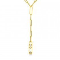 Diamond Paperclip Trio Lariat Necklace 14k Yellow Gold (0.33ct)