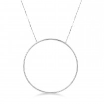 Extra Large Circle Pendant Necklace 14k White Gold
