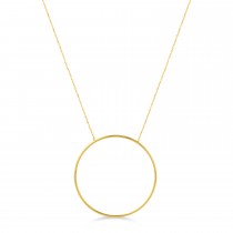 Extra Large Circle Pendant Necklace 14k Yellow Gold