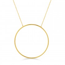 Extra Large Circle Pendant Necklace 14k Yellow Gold