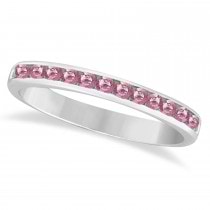 Channel-Set Pink Diamond Ring Band in 14k White Gold (0.33 ctw)