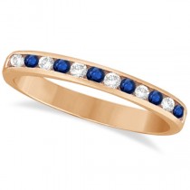 Channel-Set Blue Sapphire & Diamond Ring 14k Rose Gold (0.40ct)