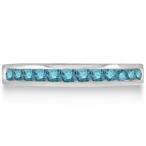 Channel-Set Fancy Blue Diamond Ring Band 14k White Gold (0.33ct)