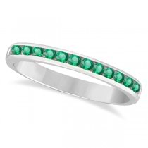 Channel-Set Emerald Band Stackable Ring 14k White Gold (0.40ct)