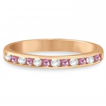 Channel-Set Pink & White Diamond Ring 14k Rose Gold (0.33ct)