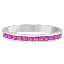Channel-Set Pink Sapphire Stackable Ring 14k White Gold (0.40ct)