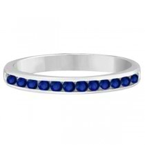 Channel-Set Blue Sapphire Stackable Ring 14k White Gold (0.40ct)