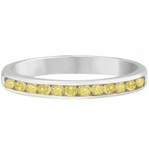 Channel-Set Yellow Canary Diamond Ring Band 14k White Gold (0.33ct)